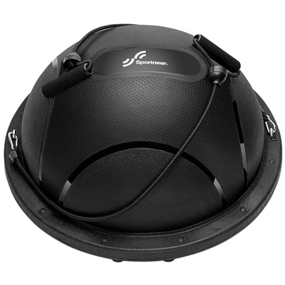 Sportneer Half Balance Ball - Inflatable Exercise Ball Trainer With Resistance Bands & Pump - Non-slip Yoga Ball for Stability, Core Training, Physical Therapy - Home Gym Equipment
