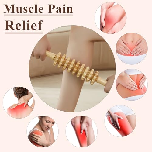 Wood Massage Roller Muscle Roller Cellulite Massage Tool Fascia Blaster Lymphatic Drainage Massager Wood Therapy Massage Tools for Deep Tissue Muscle Relief Recovery(9-Wheel) - style: 9-Wheel Massager