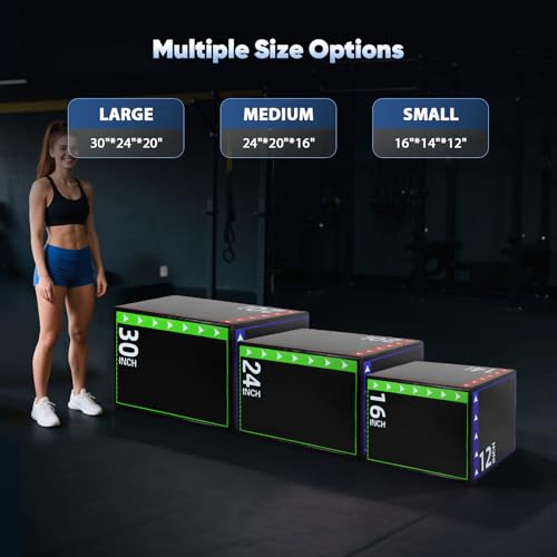 3 in 1 Plyo Box,High Density EPE Core and Non-Slip & Easy to Clean PVC Leather Cover,Exercise Box Home Gym Workout Trainer for Plyometric Jump Training,HIIT Workouts and Lower Body Strength