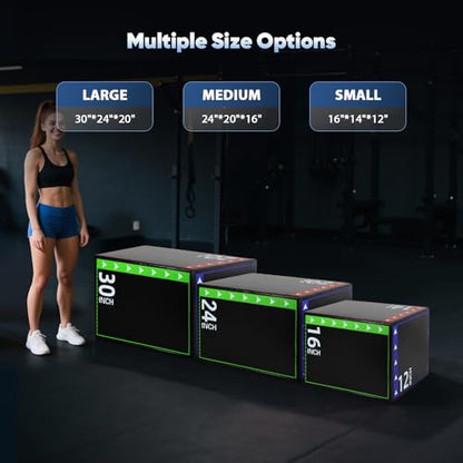 3 in 1 Plyo Box,High Density EPE Core and Non-Slip & Easy to Clean PVC Leather Cover,Exercise Box Home Gym Workout Trainer for Plyometric Jump Training,HIIT Workouts and Lower Body Strength