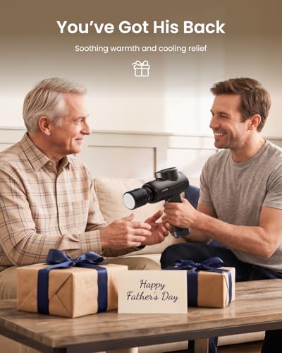 RENPHO Active+ Thermacool Massage Gun with Heat & Cold, Fathers Day Dad Gifts, App Control with Video-Guided Courses, Deep Tissue Handheld Massager for Back and Neck, 5 Speeds, 5 Heads, Carry Case - color: Black