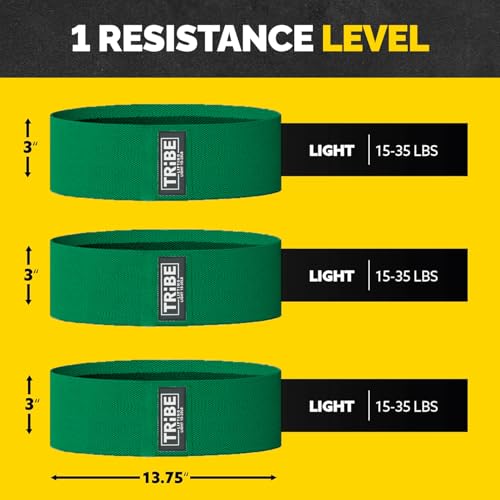 Fabric Resistance Bands for Working Out, 3-Pack for Legs and Glutes - color: Light Green