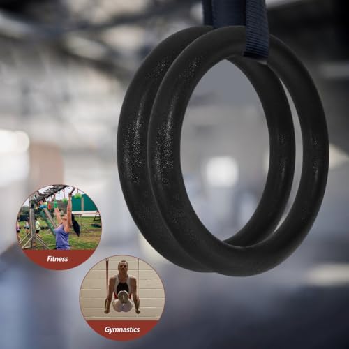 HANABASS 2Pcs Abs Gymnastics Rings 9 Inch Diameter Non-Slip Fitness Rings for Upper Body Strength Training Core Workouts and Functional Exercise at Home or Gym