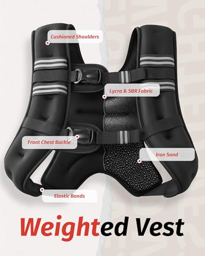 ZELUS Weighted Vest, 6lb/8lb/12lb/16lb/20lb/25lb/30lb Weight Vest with Reflective Stripe for Workout, Strength Training, Running, Fitness, Muscle Building, Weight Loss, Weightlifting