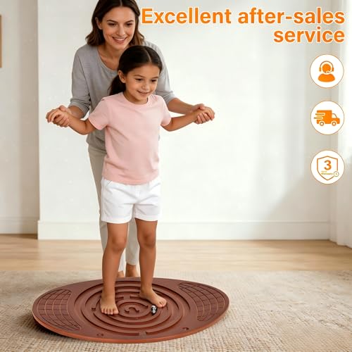 Wooden Balance Board With Maze, Wobble Board for Kids, Toddlers, Teens & Adults for Exercise Training, Wobble Balance Board for Core Training, Surf/Ski/Skate Prep, Rated for 440 Pounds of Weight