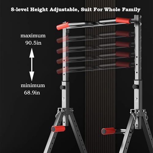 Freestanding Pull Up Bar Foldable Power Tower Dip Station Adjustable Dip Bar Strength Training Equipment For Home Gym Support 1100lbs Black