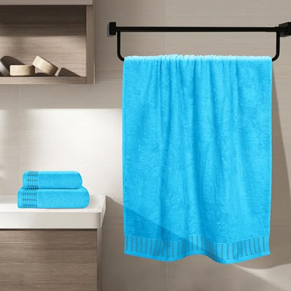 MALLONI HOME Ultra Soft 3 Pack Cotton Towel Set, Contains a Bath Towels 28x55 inch, a Hand Towels 16x24 inch & a Wash Coths 12x12 inch, Ideal Everyday use, Compact & Lightweight - Turquoise Blue - color: Turquoise Blue, size: 3 Pack Set