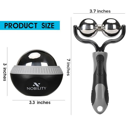Nobility Massage Ball Roller– Ice Cold and Hot for Deep Tissue and Sore Muscle Relief of Stiffness and Stress, Body, Neck, Back, Foot, Plantar Double Grey