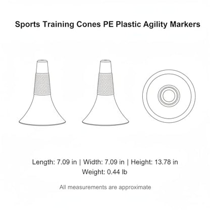 Sports Training Cones PE Plastic Agility Markers for Court and Field Drills 13.8 Inch (1 PC)