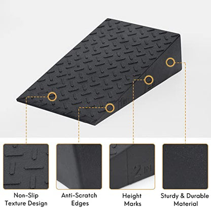 Squat Wedge for Easier Squats: 2-Pack Non-Slip Blocks with Guides | Improve Knees Ankles Mobility for Split Squats Weightlifting Deadlitf Fitness Enthusiasts Home Exercisers Daily Workout