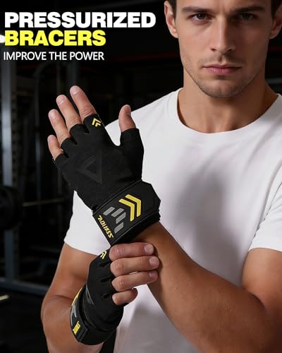 2-in-1 Workout Gloves, Weight Lifting Gloves with Wrist Wrap Support for Men & Women, Ventilated Fingerless Padded Gym Glove for Weightlifting Pull-Ups & Fitness Training - size: Small