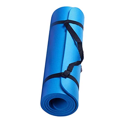 Yoga Mat with Strap 5mm Thick Non Slip Anti-Tear High Density Exercise Mat with Carrying Strap Hot Yoga Mat for Fitness, Home Yoga, Gym, Stretching, Workouts, Floor, Pilates - color: Blue
