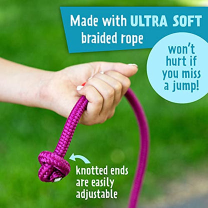 Just Jump It 8' Foot Single Jump Rope for Kids Women and Men - Active Outdoor Youth Fitness Excersing Equipment - Braided Nylon Gym Accessories - color: Raspberry