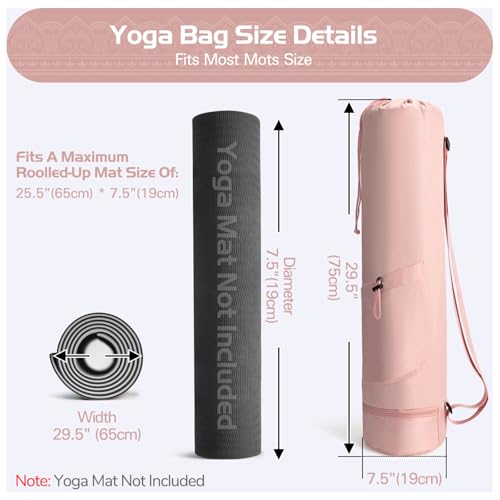 Yoga Mat Bag, Yoga Bag with Adjustable Strap and Pockets for Women & Men, Lightweight Carrier for Yoga, Workout, Outdoor Use