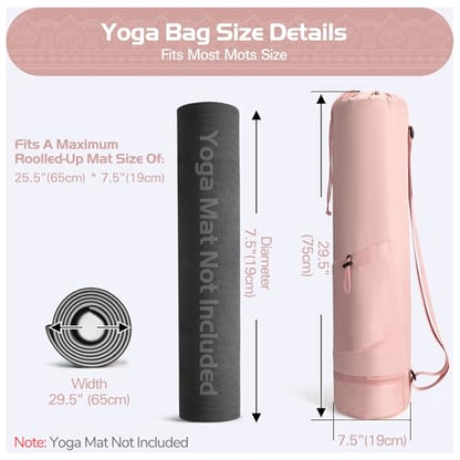 Yoga Mat Bag, Yoga Bag with Adjustable Strap and Pockets for Women & Men, Lightweight Carrier for Yoga, Workout, Outdoor Use