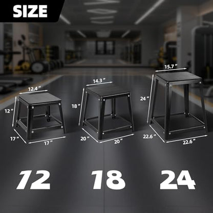 Plyometric Platform 12/18/20/24 Inch Fitness Exercise Jump Box Step for Fitting, Plyometric Jumping Exercise Training