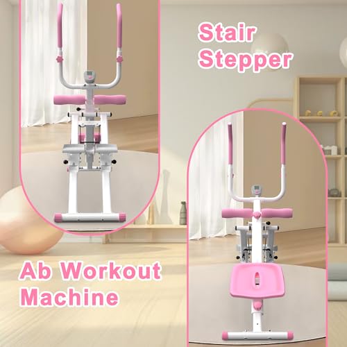 Stair Stepper and Ab Machine 2-in-1 Folding Vertical Climber Exercise Machine & Ab Workout Equipment Quickly Switch, Home Gym Equipment for Full Body Cardio Workout, 300LBS Capacity