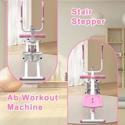 Stair Stepper and Ab Machine 2-in-1 Folding Vertical Climber Exercise Machine & Ab Workout Equipment Quickly Switch, Home Gym Equipment for Full Body Cardio Workout, 300LBS Capacity