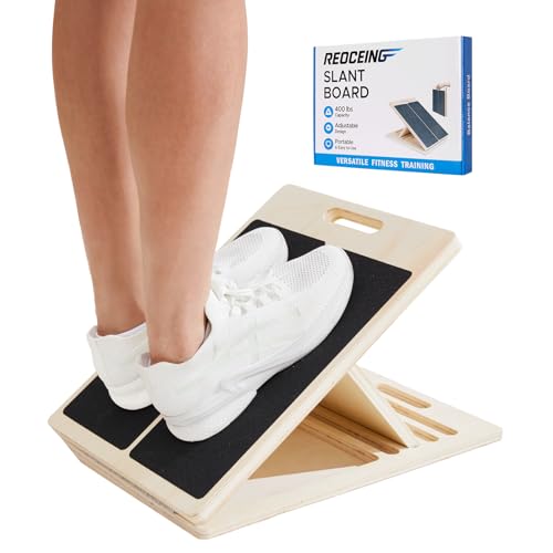 Adjustable Wooden Slant Board for Calf Stretching, 5-Angle Non-Slip Foldable Calf Stretcher for Exercise, Squats and Mobility, 400 lb Capacity - size: With Gift Box