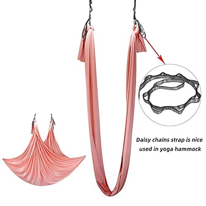 PRIOR FITNESS 2pcs Nylon Daisy Chain Straps for Aerial Yoga Hammock Swing Adjustable Aerial Silk Extender Strap Rope Anti-Gravity Yoga Extend Belts