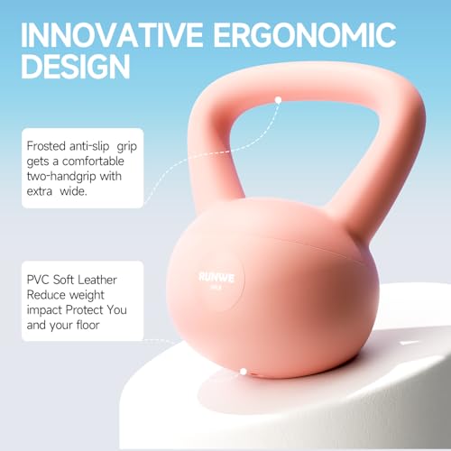 Soft Kettlebell for Women 5lb 10lb 15lb 20lb 25lb, Sand Filled Quiet Floor-Friendly Kettlebell, Anti-Slip Home Gym Fitness Equipment for Apartment Postpartum Recovery