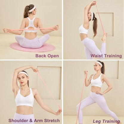 Figure 8 Resistance Band Elastic Bands with Handles for Stretching Working Out Arm Back Shoulder Chest Exercise Rope Bands Fitness Equipment for Yoga, Pilates, Physical Therapy - color: Pink 20LB+Purpe 30LB+Blue 35LB