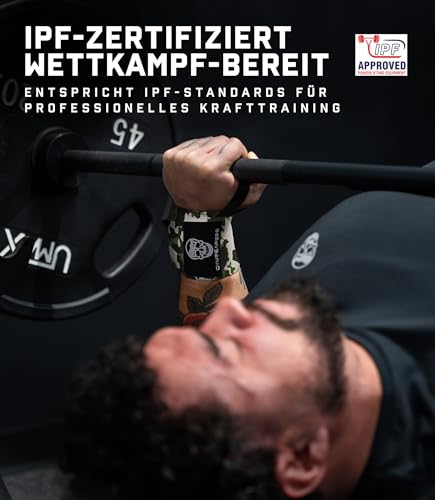 Gymreapers Weightlifting Wrist Wraps (IPF Approved) Professional Quality Wrist Support with Heavy Duty Thumb Loop - Best Wrap for Powerlifting Competition, Strength Training, Bodybuilding - color: Camo