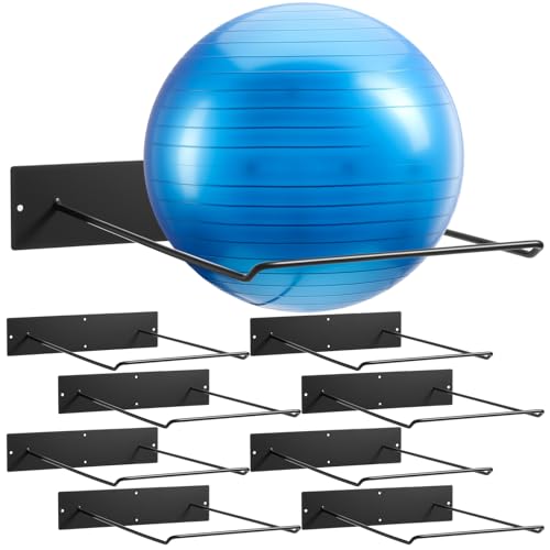 Threan Metal Medicine Ball Rack Wall Mounted 16.6'' Large Yoga Storage Ball Rack Thickened Black Sport Exercise Equipment Holder for Home Gyms Studios Space