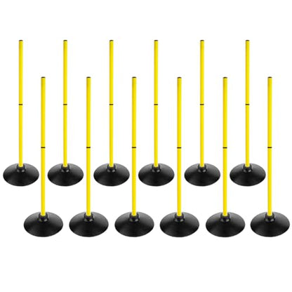Soccer Agility Poles Set Detachable Sports Trainning Speed Pole Slalom Poles with Rubber Base Sport Traning Equipment - color: Pack of 12, style: 3.3 FT