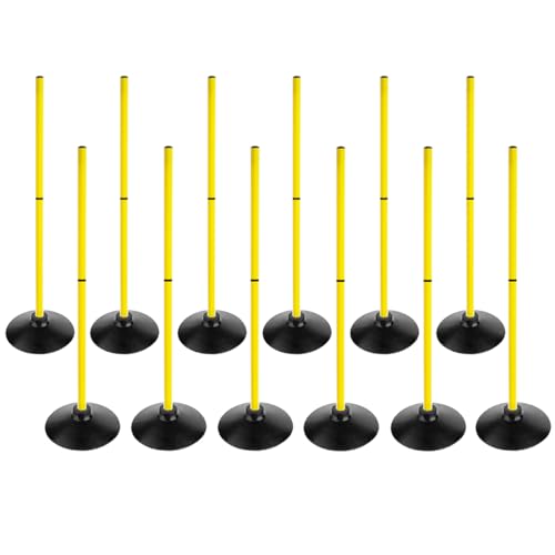 Soccer Agility Poles Set Detachable Sports Trainning Speed Pole Slalom Poles with Rubber Base Sport Traning Equipment - color: Pack of 12, style: 3.3 FT