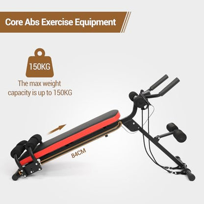 2 in 1 Ab Bench, Adjustable Ab Workout Bench with 330 lbs Capacity, Home Gym Exercise Machine for Sit Ups, Glider and Push Ups, Red