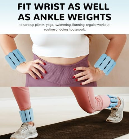 Ankle Weights Wrist Weight for Women Men, Set of 2, 1 lb/2 lb Each - color: Light Blue, size: 1lb each weight (2lbs Pair)