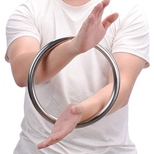 Wing Chun Ring Kung Fu Martial Arts Hand Strength Training Equipment Natural Wood Rattan Stainless Steel Ring for Exercise - color: Stainless Steel