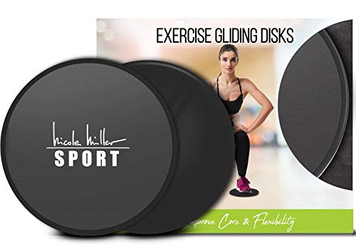 Nicole Miller Exercise Sliders for Fitness Workout [2PK], Double Sided Gilder Strength Slides Discs Work Smoothly on Any Surface for Stretch Strength Core Exercise