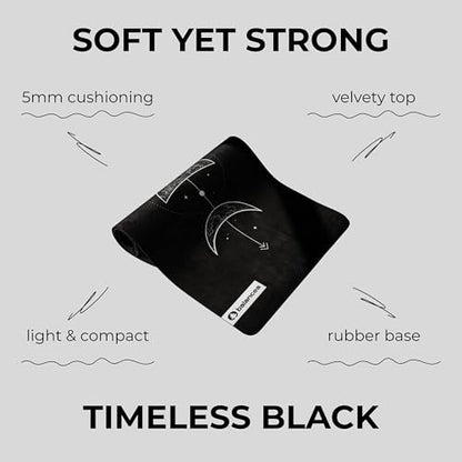 Yoga Mat With Strap 5mm Non Slip Suede & TPE - Eco-Friendly Fitness & Exercise Mat for Home Gym, Pilates, Hot Yoga, and Meditation - Lightweight Durable 72 x 24 inch Workout Mat for Women, Men