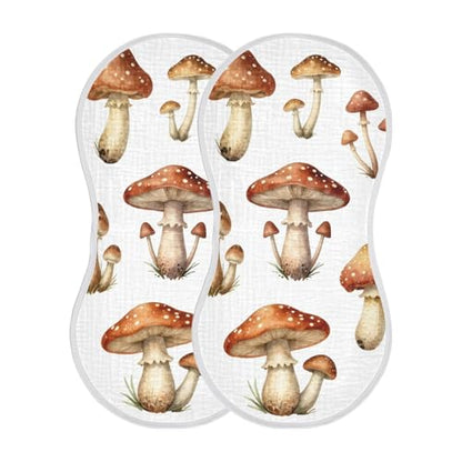 Cute Mushroom Muslin Burp Cloths 1 Pack - Extra Large 22"x11", 4-Layer Soft Absorbent Cotton, Waterproof Backing, Baby Drool Rags for Newborn