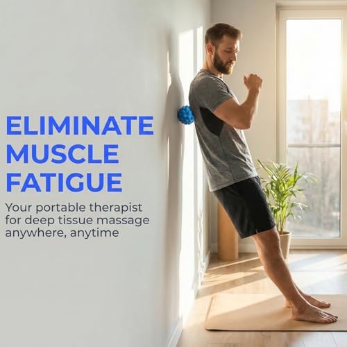 Massage Lacrosse Balls - Deep Tissue Massage Ball for Exercise & Recovery, Myofascial Release, Trigger Point Therapy, Muscle Knots, Yoga Therapy, Set of 2 (Blue) - color: Blue