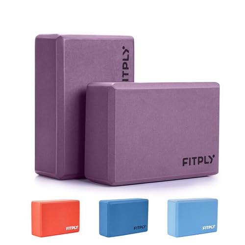 Yoga Blocks 2 Pack - Non-Slip Yoga Brick & Foam Blocks Yoga Set, High-Density Pilates Block for Stretching, Meditation, and Exercise Blocks Foam, Ideal for Deep Poses - color: Purple
