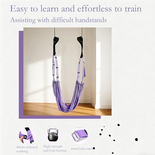 Aerial Yoga Stretching Strap - Adjustable Yoga Straps for Stretching, Flexibility & Inversion Training | Portable with Pouch for Pilates, Ballet, Gymnastics