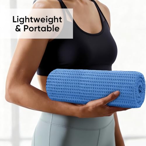 HOMEXCEL Hot Yoga Towels 2 Pack, (26.5" x 72") Non-Slip & Ultra-Absorbent Microfiber Yoga Mat Towels for Hot Yoga, Pilates, Exercise, Fitness, Bikram and Workout, Blue/Pink - color: Blue/Pink