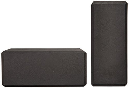 Amazon Basics Non-Slip Yoga Blocks, Set of 2, Deepen Poses, 4" x 9" x 6", Black
