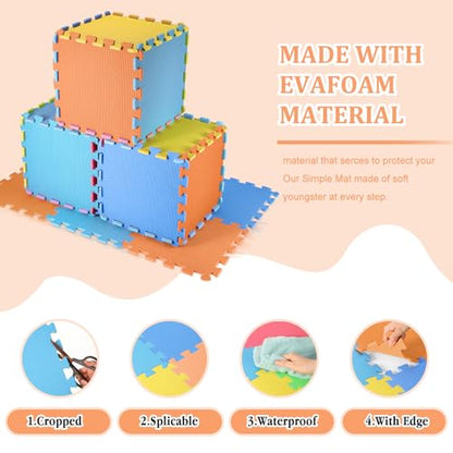 Nuanchu 60 PCS Kids Foam Puzzle Mat,Dark Blue, Light Blue, Orange, Yellow - color: Dark Blue, Light Blue, Orange, Yellow