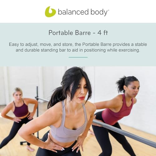 Balanced Body Portable Barre, Pilates Bar, Workout Equipment for Home Gym or Pilates Studio, 4 ft or 6ft, Dark Gray.
