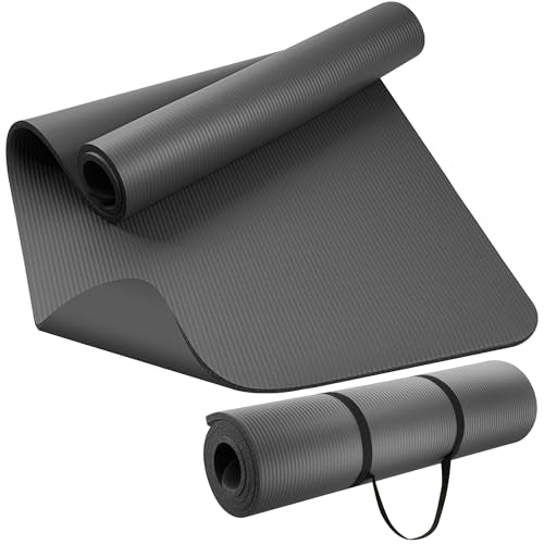 KEEP Extra Thick NBR Yoga Mat for Women & Men, 15mm Thick, 72”x32” Large Exercise Mat with Non-Slip Workout Mat for Yoga, Pilates, Stretching, Meditation – Wide & Cushioned Fitness Mat - color: Grey