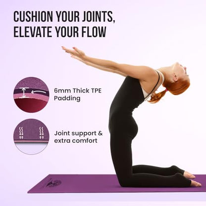 Live Well TPE Yoga Mat Women – Non-Slip Exercise Mat with Strap, Extra Thick 6mm Pink Yoga Mat for Home Workout and Outdoor Use