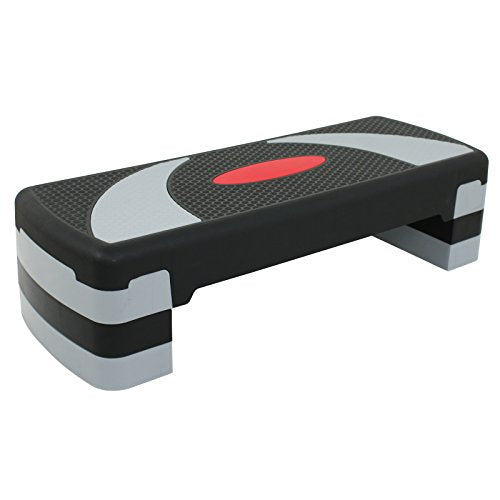 HomGarden Adjustable Workout Aerobic Stepper in Fitness & Exercise Step Platform Trainer Stepper w/Risers Adjust 4"-6''-8'' - color: Black/Gray