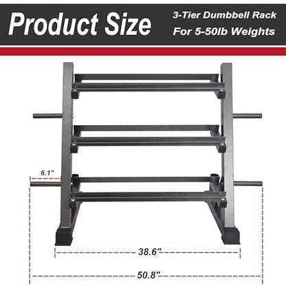 3 Tier Multifunctional Dumbbells Weights Barbells Rack, 1100 lbs Weight Capacity (Rack Only)