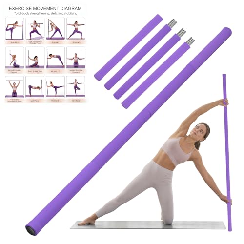 Yoga Stick, Upgraded 5ft Sturdy Steel Mobility Stick with 3 Adjustable Lengths, Versatile Exercise Stick with Non-Slip Foam Handles for Stretching, Fitness, Posture Correction, Physical Therapy