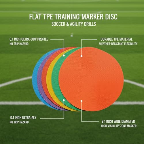 Flat TPE Training Marker Disc for Soccer and Agility Drills, 9.1 Inch (1 PC)
