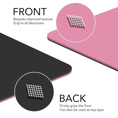 Large Exercise Mat – Extra Thick 10mm Workout Mat (72"x32") – Non-Slip TPE Yoga Mat for Women & Men – Pilates, HIIT, Fitness & Home Gym Mat – Includes Free Carry Bag - color: Pink